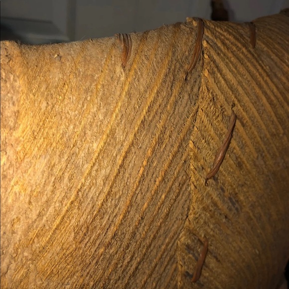 Folk Art Hanging BULL BASKET/PLANTER Made From Wood Wicker Bark Fiber Feathers & - Picture 8 of 16